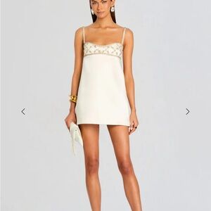 Retrofete Cream SOLERE EMBELLISHED MINI DRESS